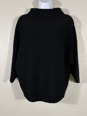 The Reset R Label XS Black Cashmere Wool Dolman Sleeve Mock Sweater Oversized‎